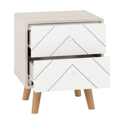 Dixie 2 Drawer Bedside – Dusty Grey/White Storage