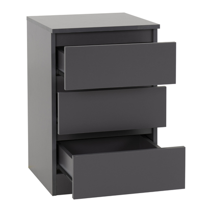 Malvern 3 Drawer Bedside – Grey Storage