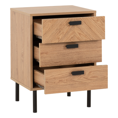 Leon 3 Drawer Bedside – Medium Oak Effect Storage