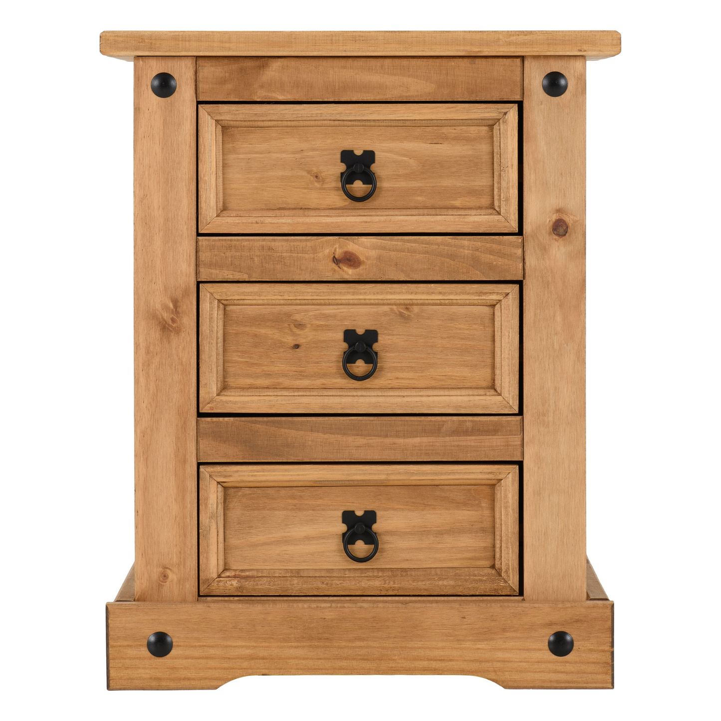 Corona 3 Drawer Bedside Distressed Waxed Pine