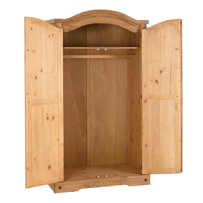 Corona 2 Door Wardrobe Distressed Waxed Pine