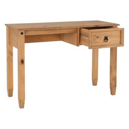 Budget Mexican Study Desk Distressed Waxed Pine Rustic Design