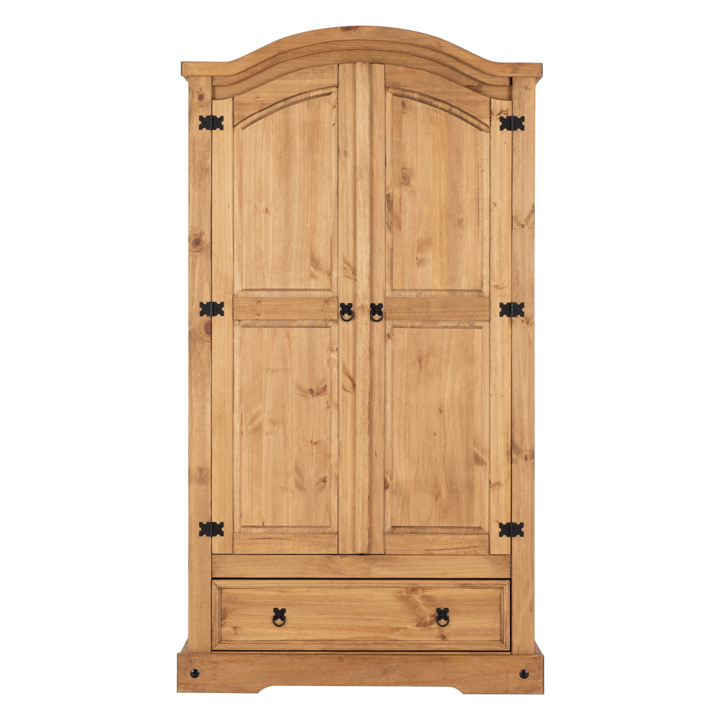 Corona 2 Door 1 Drawer Wardrobe Distressed Waxed Pine