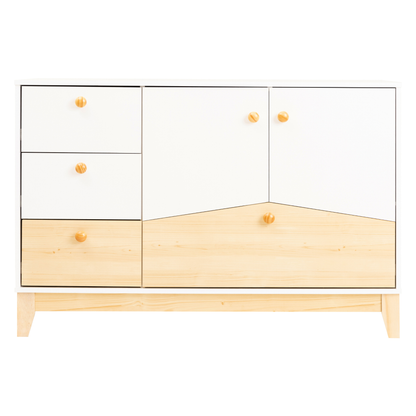 Cody 2 Door 4 Drawer Storage Unit White/Pine Effect