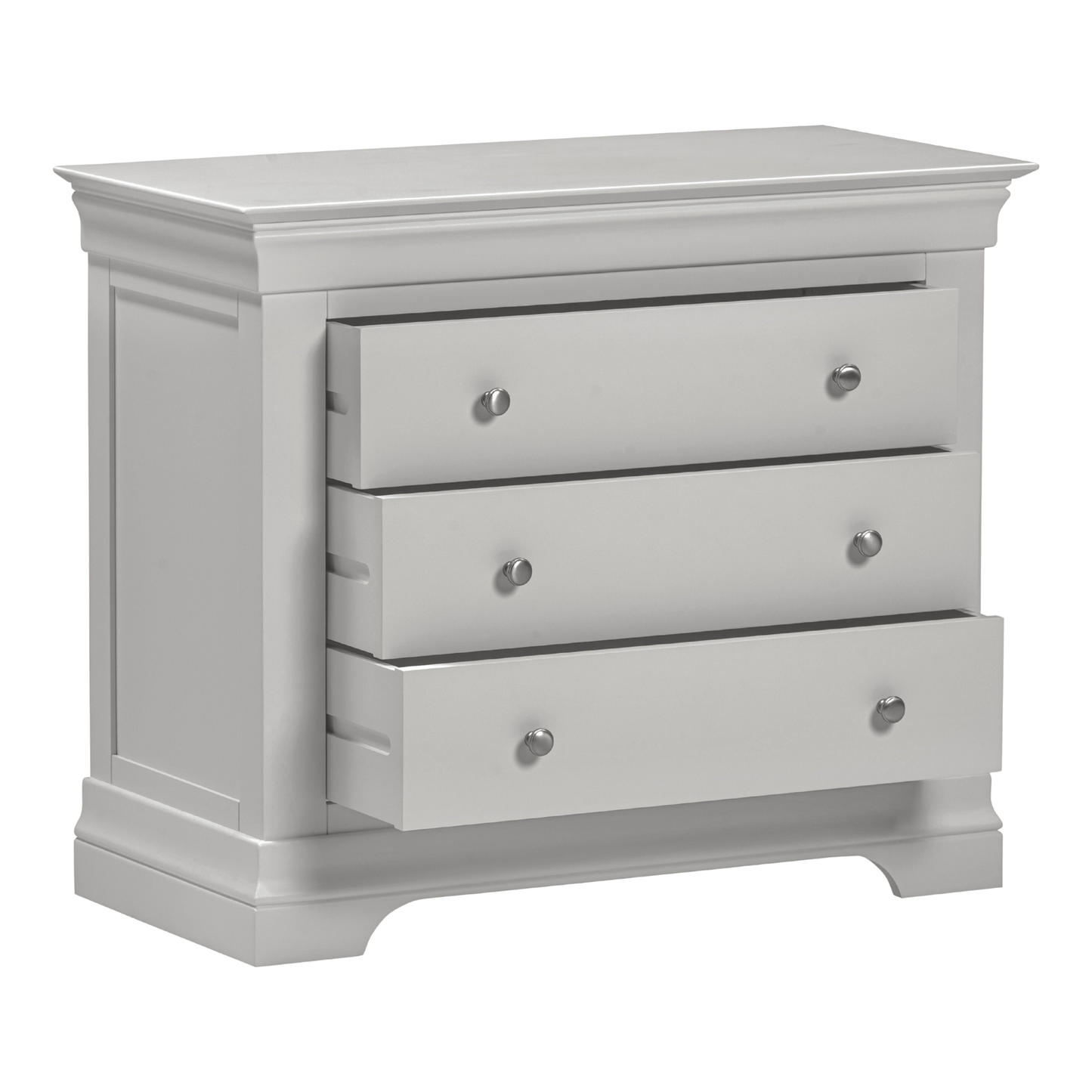 Bordeaux 3 Drawer Chest Pebble Grey Storage Unit