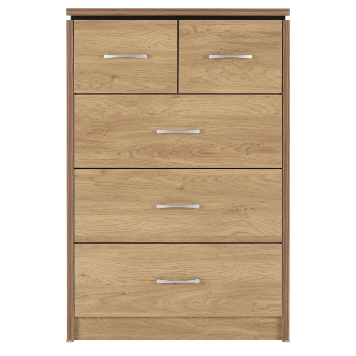Charles 3+2 Drawer Chest Oak Effect Veneer Storage Unit