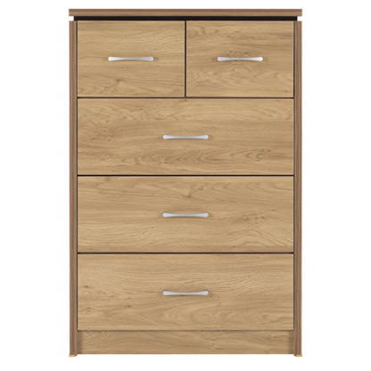 Charles 3+2 Drawer Chest Oak Effect Veneer Storage Unit