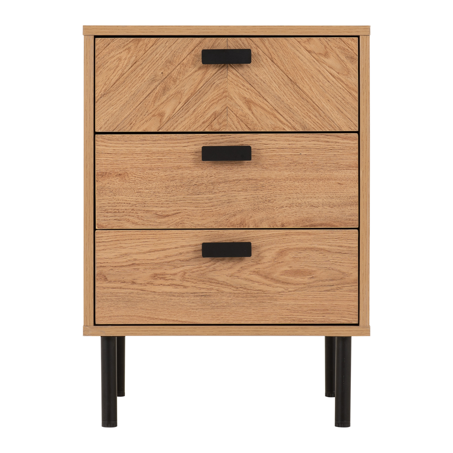 Leon 3 Drawer Bedside – Medium Oak Effect Storage