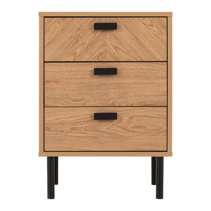 Leon 3 Drawer Bedside – Medium Oak Effect Storage