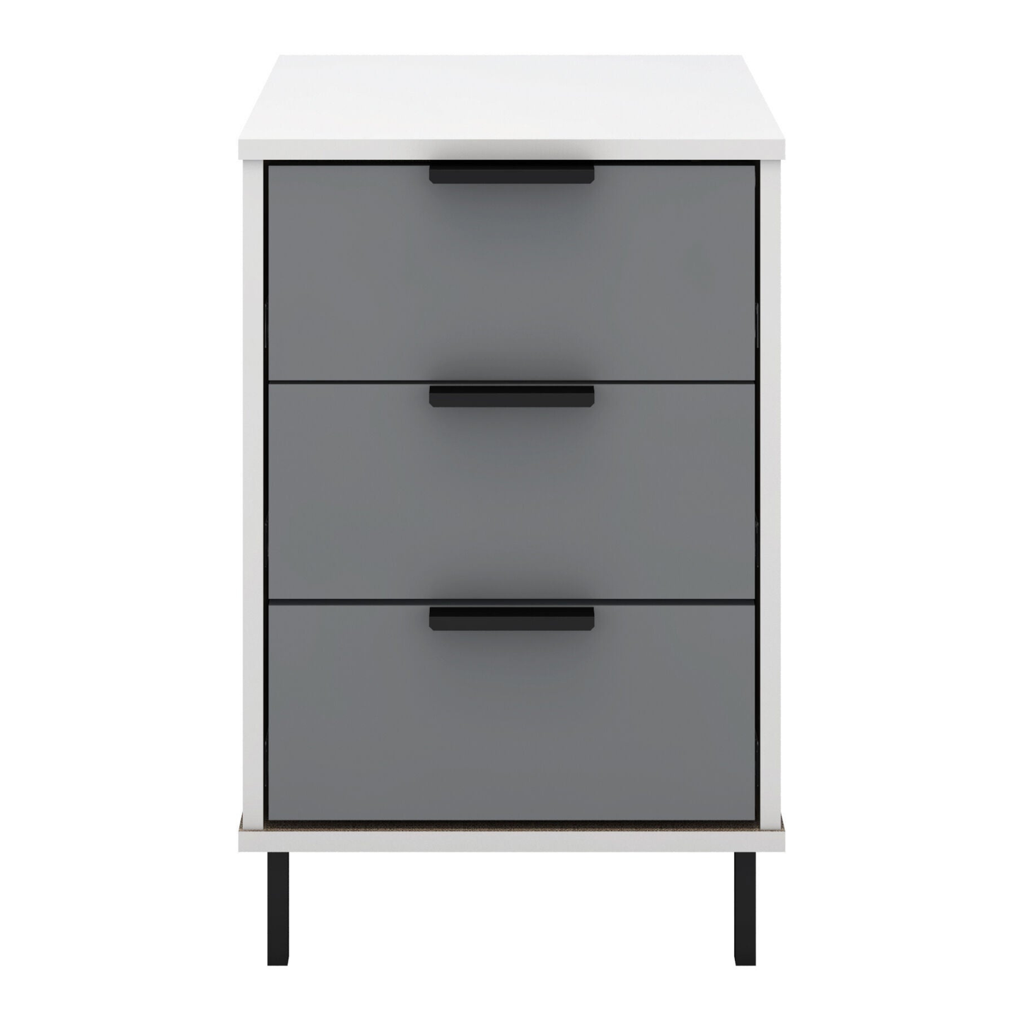 Madrid 3 Drawer Bedside – Grey/White Gloss Storage