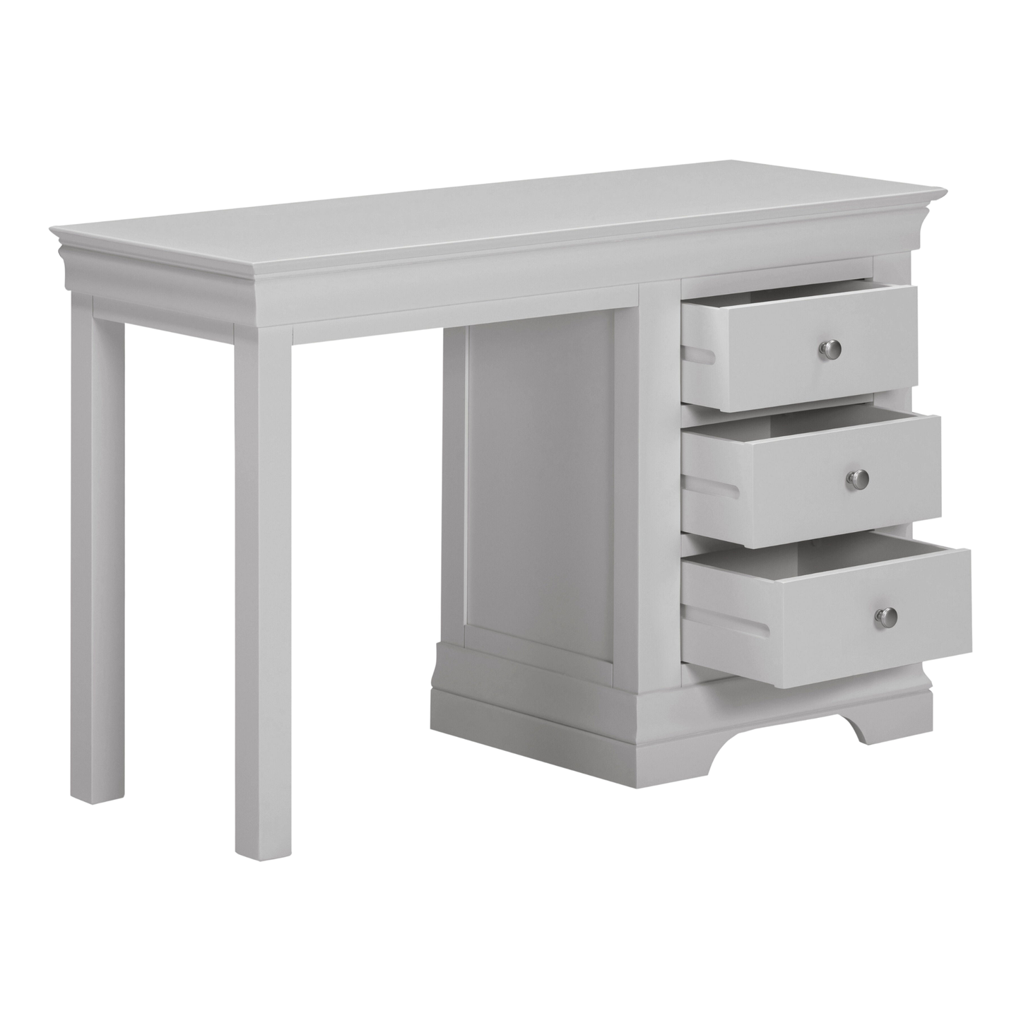 Bordeaux 3 Drawer Dressing Table Set Pebble Grey Oat Fabric Vanity Set