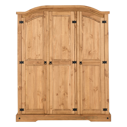 Corona 3 Door Wardrobe - Distressed Waxed Pine