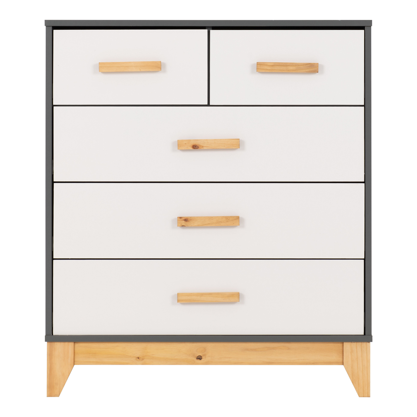 Cleveland 3+2 Drawer Chest White/Grey Metal Effect Storage
