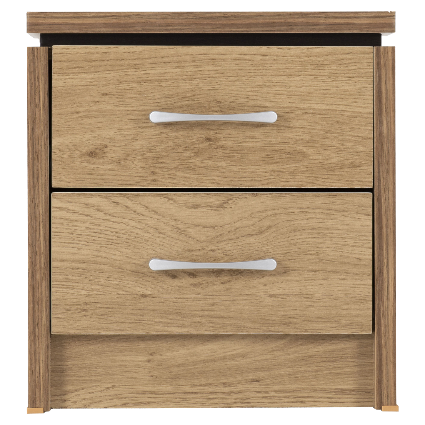Charles 2 Drawer Bedside Oak Effect Veneer Modern Storage