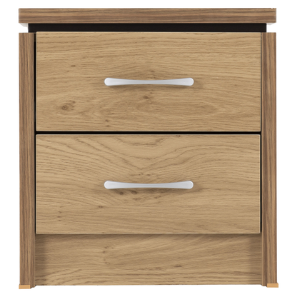 Charles 2 Drawer Bedside Oak Effect Veneer Modern Storage