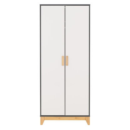 Cleveland 2 Door Wardrobe White/Grey Metal Effect Storage