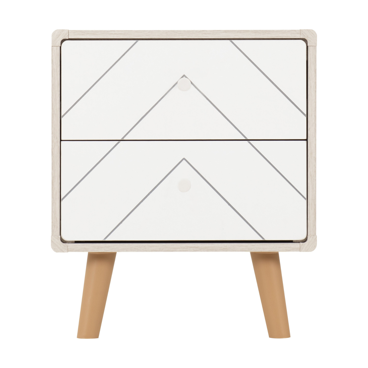 Dixie 2 Drawer Bedside – Dusty Grey/White Storage