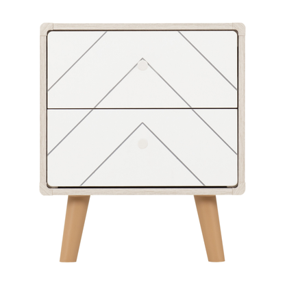 Dixie 2 Drawer Bedside – Dusty Grey/White Storage