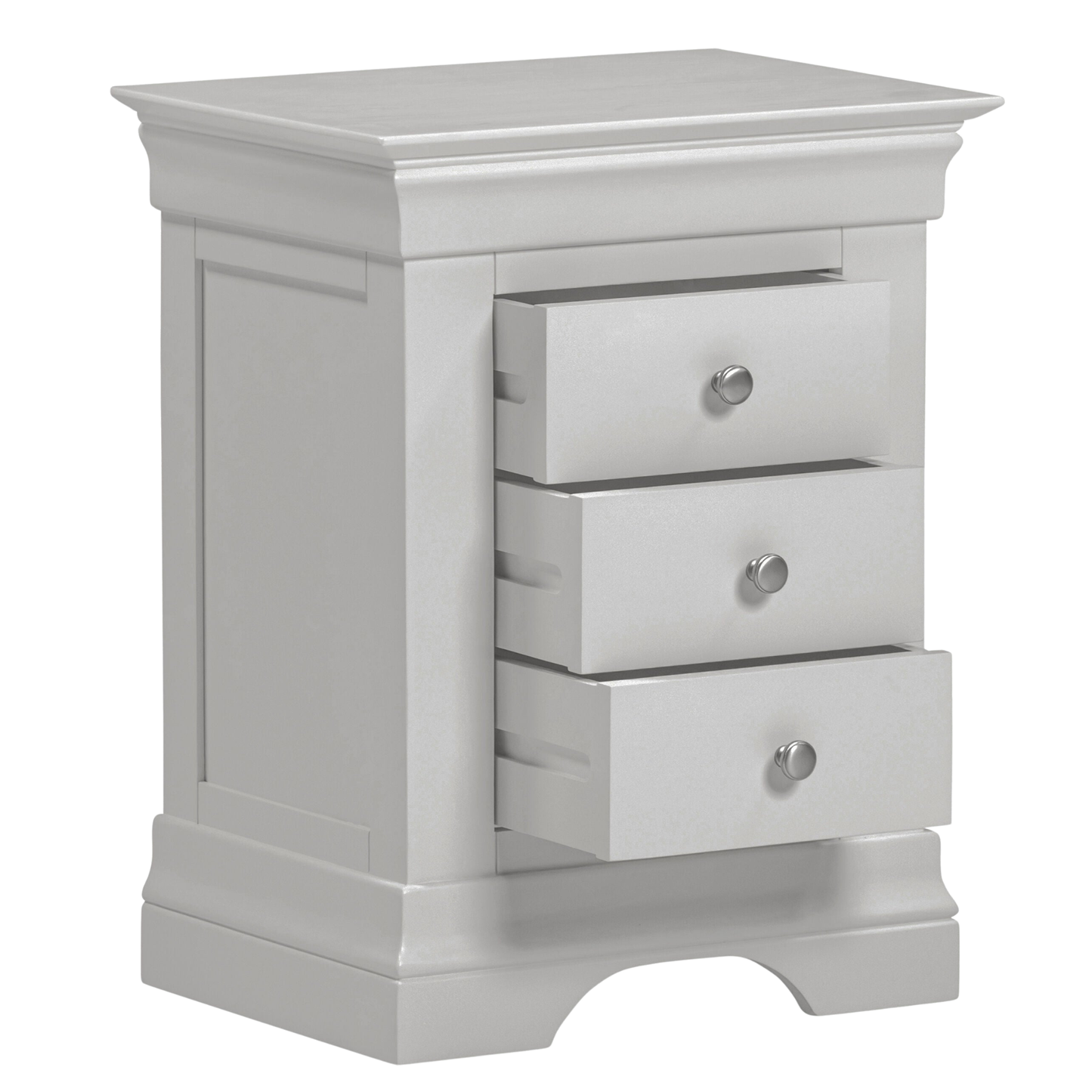 Bordeaux 3 Drawer Bedside Pebble Grey Storage Solution
