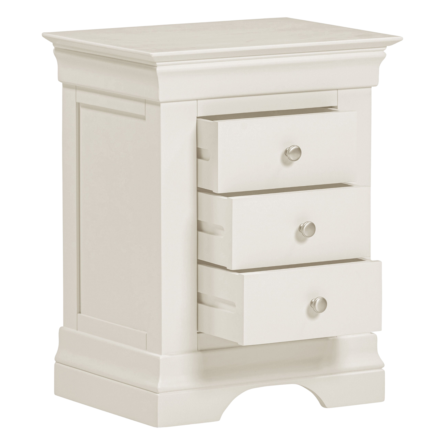 Bordeaux 3 Drawer Bedside Ivory Storage Solution