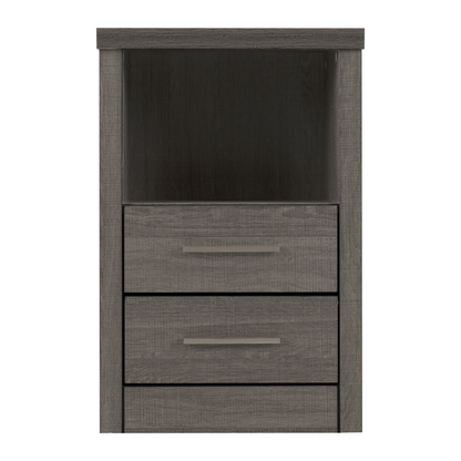 Lisbon 2 Drawer Bedside – Black Wood Grain Storage