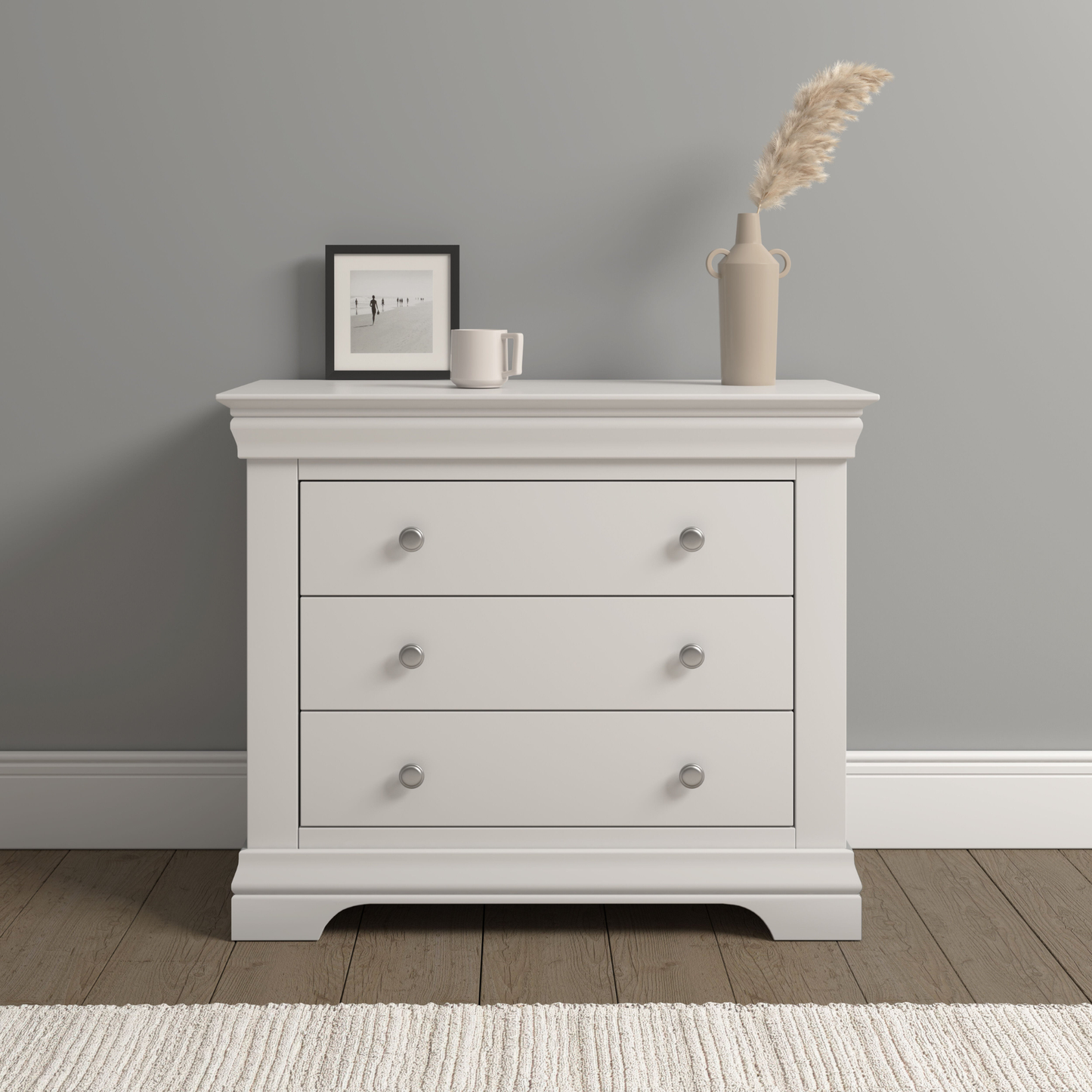 Bordeaux 3 Drawer Chest Ivory Storage Unit
