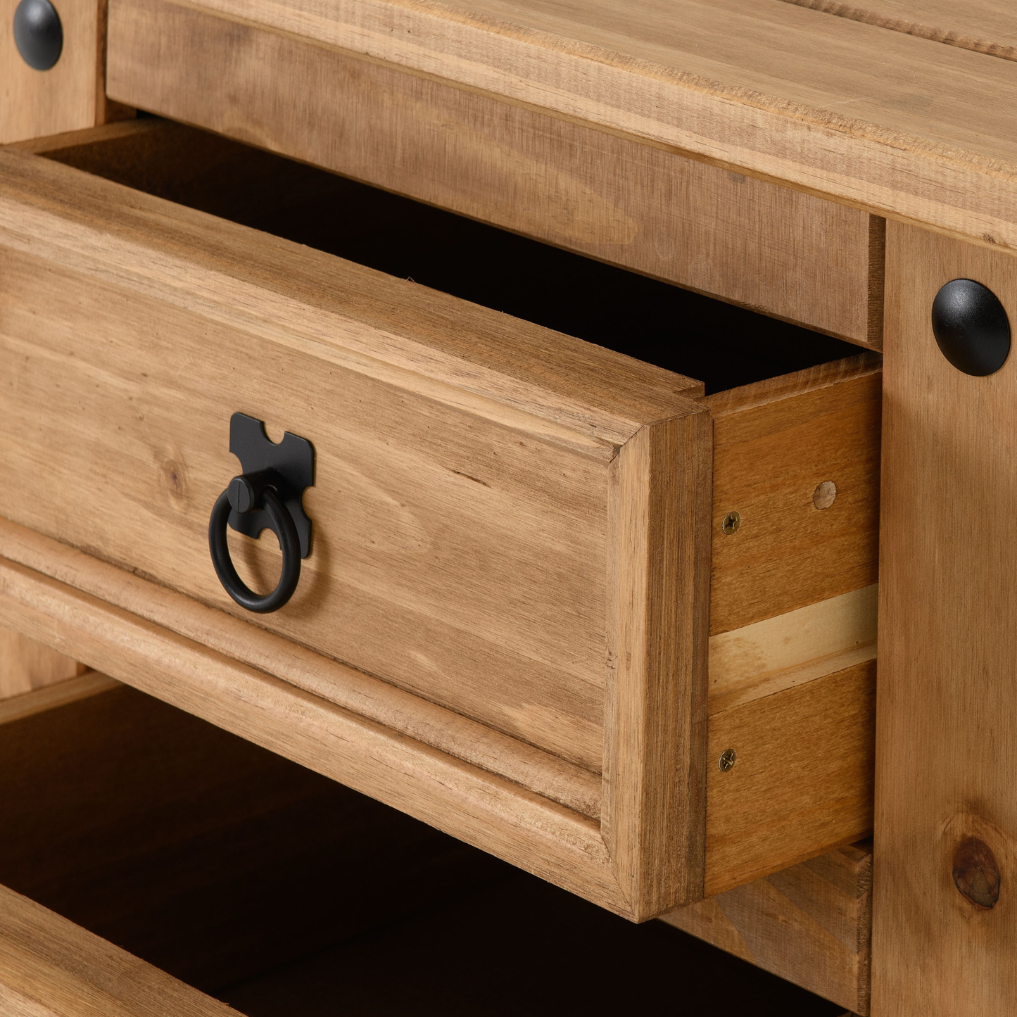 Corona 3 Drawer Bedside Distressed Waxed Pine