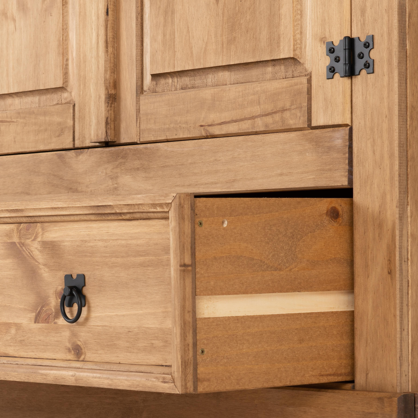 Corona 2 Door 1 Drawer Wardrobe Distressed Waxed Pine