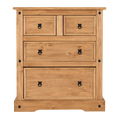 Corona 2+2 Drawer Chest Distressed Waxed Pine