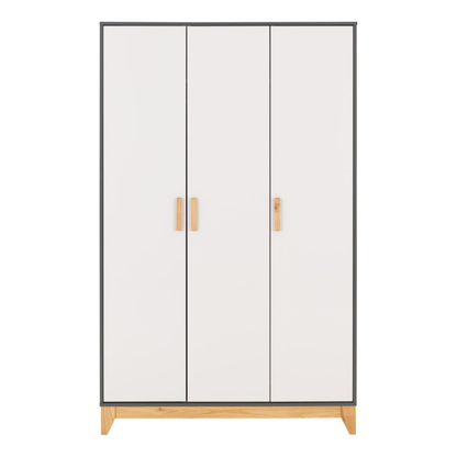 Cleveland 3 Door Wardrobe White/Grey Metal Effect Storage
