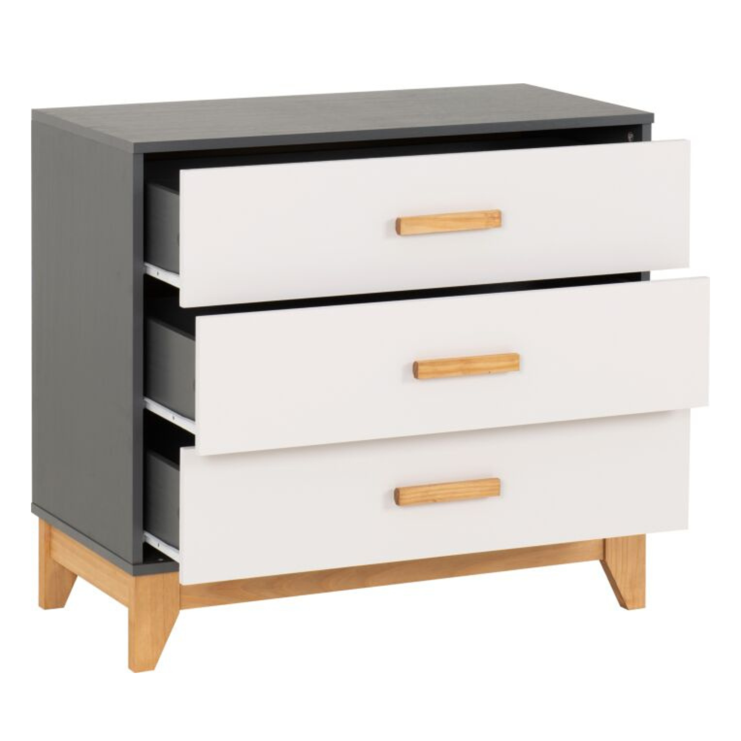 Cleveland 3 Drawer Chest White/Grey Metal Effect Storage