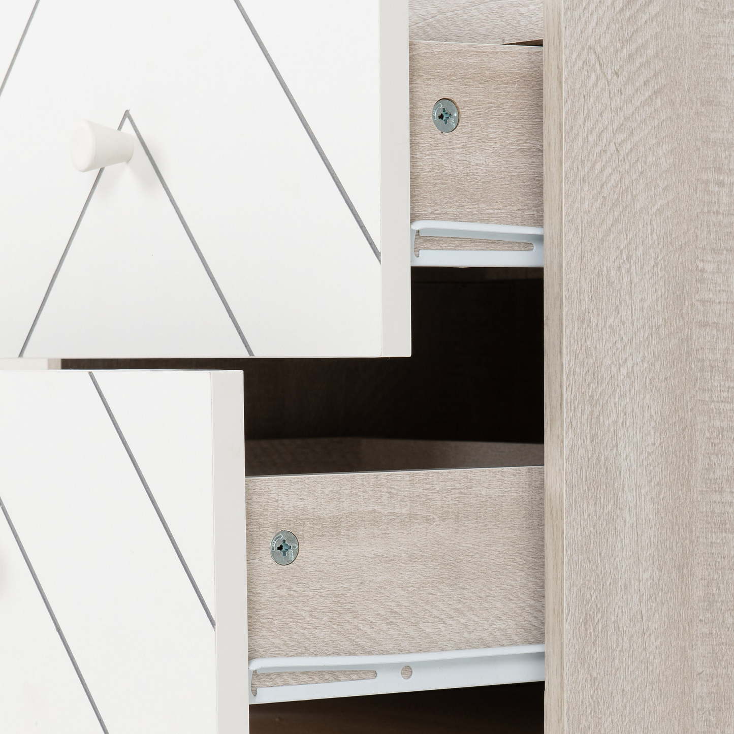 Dixie 2 Drawer Bedside – Dusty Grey/White Storage