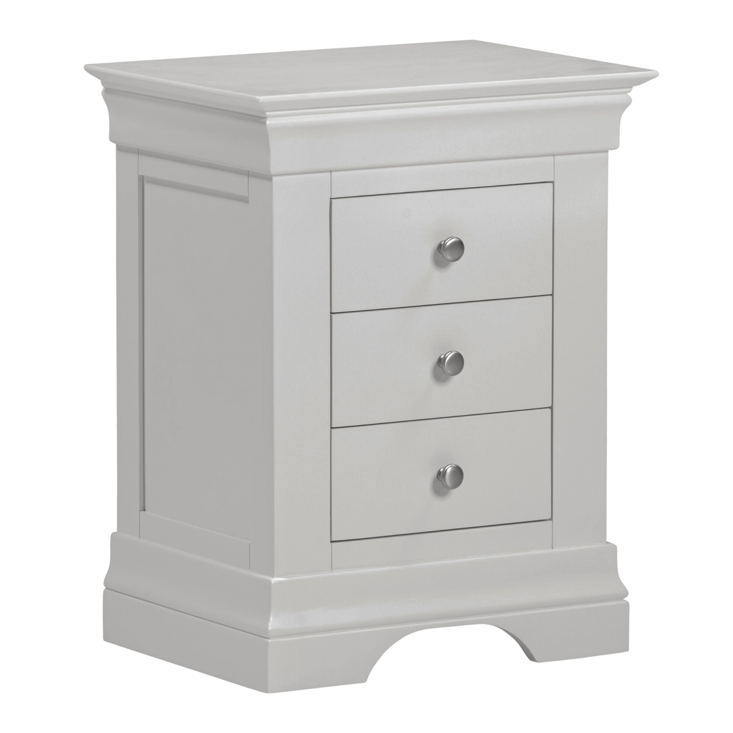 Bordeaux 3 Drawer Bedside Pebble Grey Storage Solution