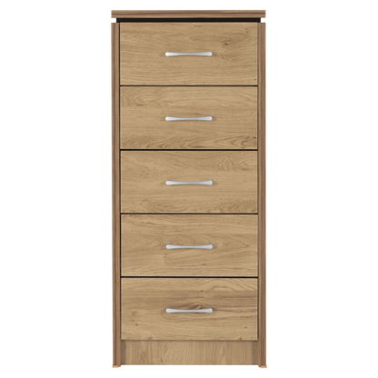 Charles 5 Drawer Narrow Chest Oak Effect Veneer Storage