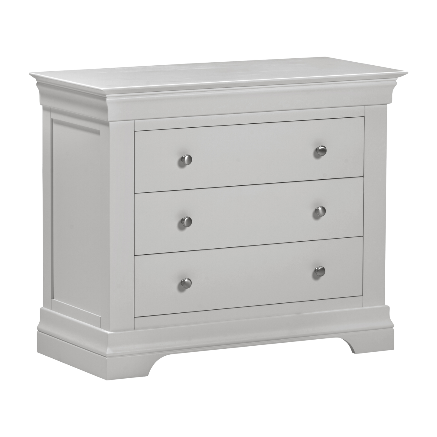Bordeaux 3 Drawer Chest Pebble Grey Storage Unit