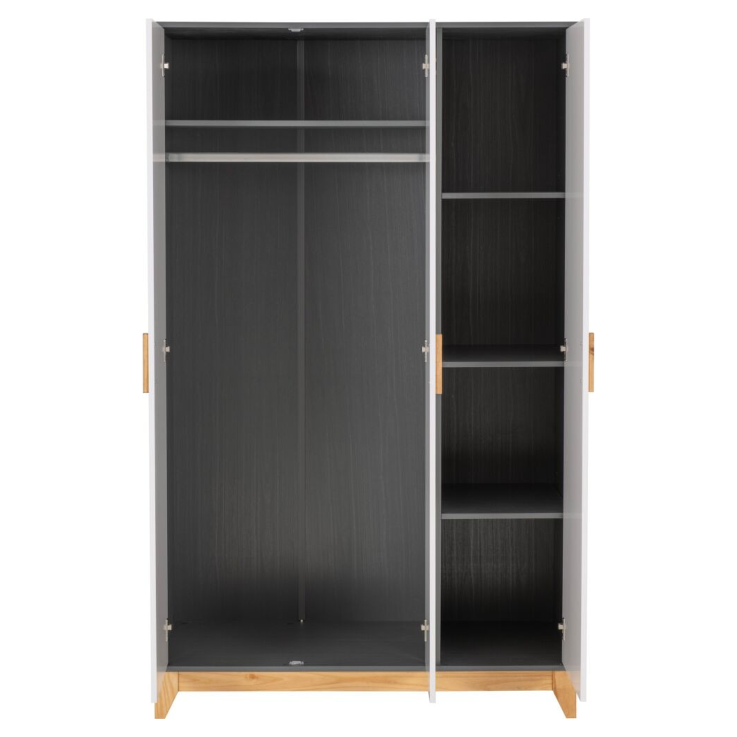 Cleveland 3 Door Wardrobe White/Grey Metal Effect Storage