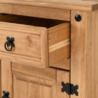 Corona 1 Drawer 1 Door Bedside Distressed Waxed Pine