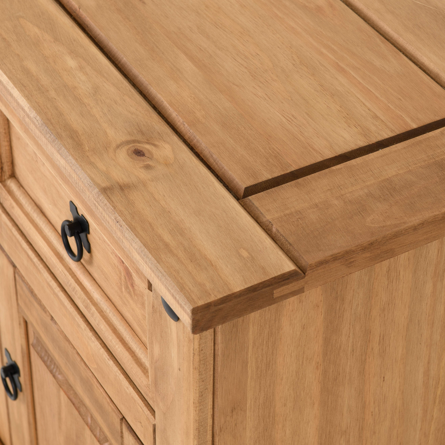Corona 1 Drawer 1 Door Bedside Distressed Waxed Pine