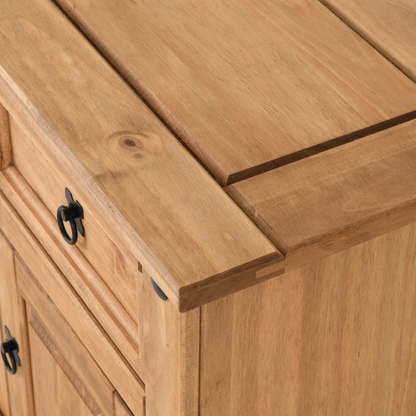 Corona 1 Drawer 1 Door Bedside Distressed Waxed Pine