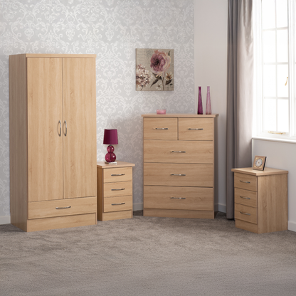 Nevada 2 Door 1 Drawer Wardrobe - Sonoma Oak Effect