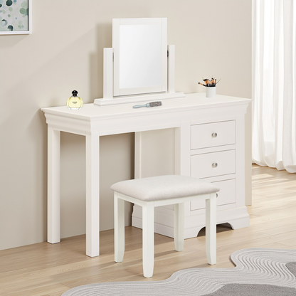 Bordeaux 3 Drawer Dressing Table Set Ivory Oat Fabric Vanity Set