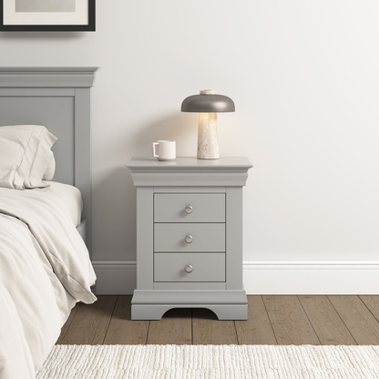 Bordeaux 3 Drawer Bedside Pebble Grey Storage Solution