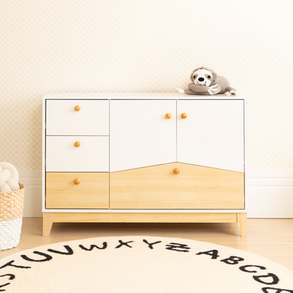 Cody 2 Door 4 Drawer Storage Unit White/Pine Effect