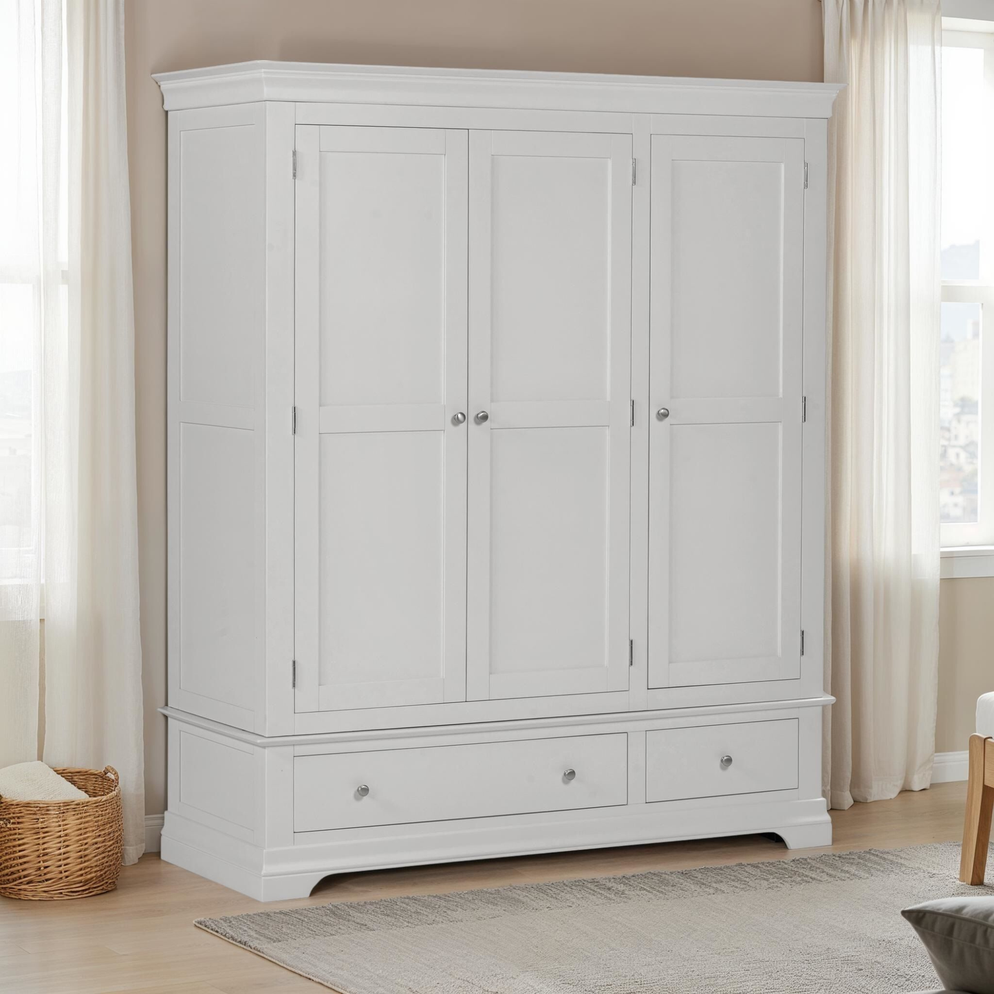 Bordeaux 3 Door Wardrobe Pebble Grey Modern Storage Solution