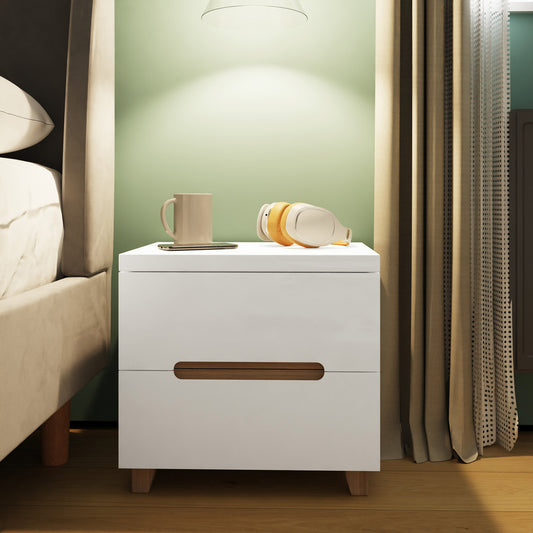 Veloce 2 Drawer Bedside Cabinet – White Gloss with Quick Click Assembly