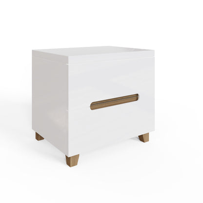 Veloce 2 Drawer Bedside Cabinet – White Gloss with Quick Click Assembly