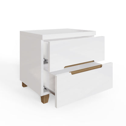 Veloce 2 Drawer Bedside Cabinet – White Gloss with Quick Click Assembly