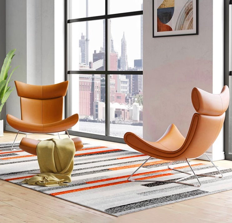 Imola Chair And Ottoman, Brown with Frame Base, Clearance