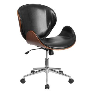 Black and Walnut Designer Office Chair with Lumbar Support