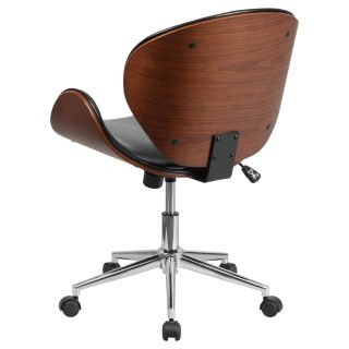 Black and Walnut Designer Office Chair with Lumbar Support
